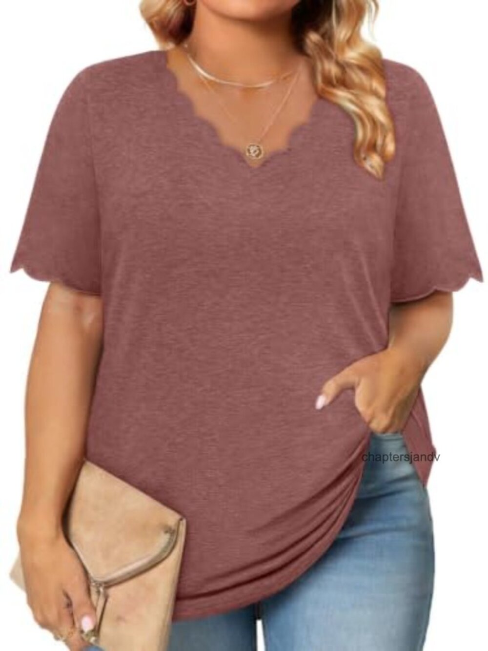 Plus Size Womens V-Neck Short Sleeve Tunic Blouse Casual Summer T Shirt
